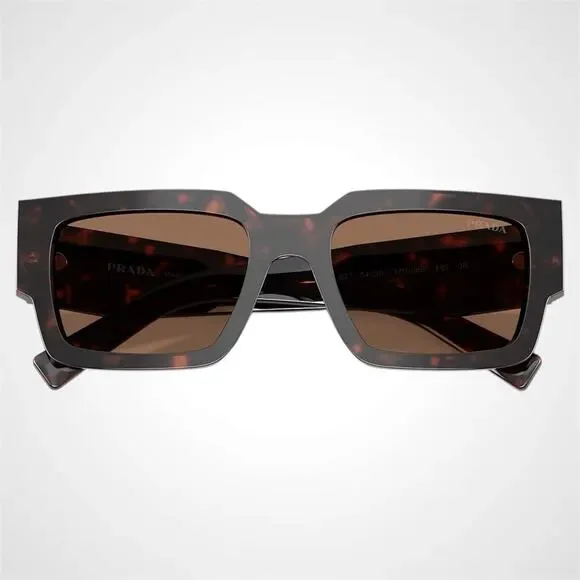 New PRADA Sunglasses Brown Root Tortoise Rectangle Square Mens